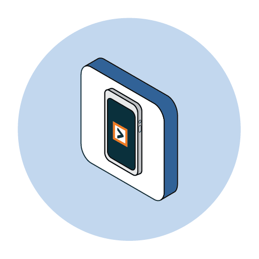 Icon to illustrate Mobile Banking featuring a mobile phone.